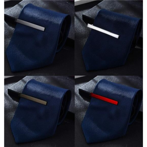 Mens tie clips set 6 pack metal tie bars for skinny regular necktie formal - Picture 2 of 5